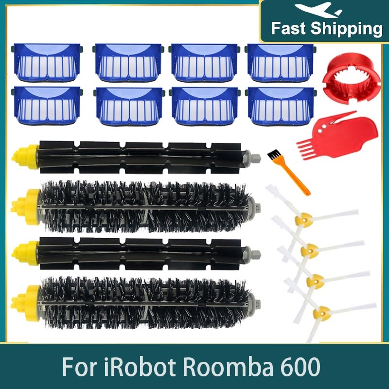 6pc Beater & Bristle Side Brush Filter for iRobot Roomba Aerovac 600 620 630 