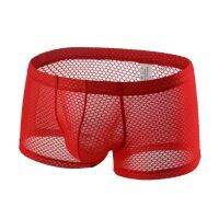 【cw】 Sexy Shorts for Men Breathable MeshSexy TransparentMid rise BoxersMale Panties !