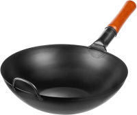 Yosukata Carbon Steel Wok Pan – 13,5 “ Woks and Stir Fry Pans - Chinese Wok with Flat Bottom Pow Wok - Traditional Chinese Japanese Woks - Black Steel Wok 13.5" Black