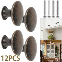 【LZ】❧⊙  12Pcs Vintage Cabinet Knobs Antique Drawer Closet Knobs Bronze Round Single Hole Kitchen Cabinet Pull Handle Knobs Home Decor