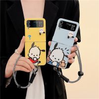 3D เคสโทรศัพท์มีสายคล้อง Pochacco สำหรับ Samsung Galaxy Z Flip 3 4 5 Flip4 Flip5 Flip3 ZFlip5 ZFlip4ฝาครอบฮาร์ดพีซีกันกระแทก ZFlip3