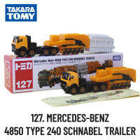 Takara Tomy Tomica ยานพาหนะพิเศษ127 -BENZ 4850ประเภท240 SCHNABEL รถพ่วงรถรุ่นรถบรรทุกของเล่นขนาดเล็กสำหรับเด็ก