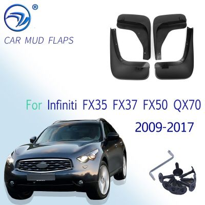 Mudflaps สำหรับ Infiniti FX35 FX37 FX50 QX70 2009 - 2017 Mud Flaps Splash Guards Mudguards ด้านหน้าด้านหลัง2011 2012 2012 2014 2015 2016