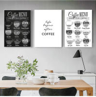 Nordic Coffee Menu Wall Pictures Art Print Black White Art Canvas Painting Cafe Shop Wall Art Decor HD2616