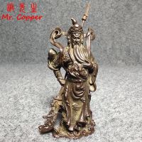 Antique Bronze Guan Gong Statue Ornament Pure Copper Buddha Figurines Miniatures Home Decoration Accessories Crafts Collections