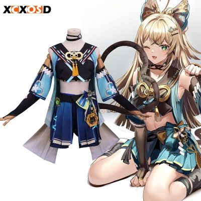 XCXOSD New Genshin Impact Kirara Cosplay Costumes Character Game Roleplay Cat Upon The Eaves Suit Wig Anime Cloth Women Kids