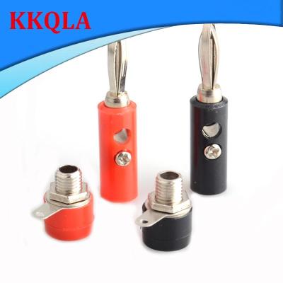 QKKQLA 4pcs 4mm Banana Plug+Socket Connectors Female Male Insert Connector Nickel Plated DIY
