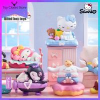 Kawaii Genuine Sanrio Family Sleeps In Peace Series Blind Box Hello Kitty Kuromi Jade Dog Kawaii Coolmy Handmade Toys For Girls