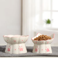 Cat Ceramic Food Bowl Elevated Drinking Eating Feeders Small Puppy Dogs Snack Water Bowls Set Cats Feeding Accessories