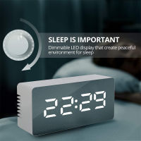 Digital Alarm Clock Temperature Adjustable Brightness Snooze Function Desk Mirror LED Electronic Watch Table Kids Bedroom Gift