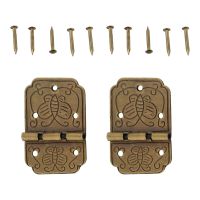 【LZ】✑❈  2 pçs bronze borboleta esculpida dobradiças de porta decoração dobradiças de madeira presente caixa de jóias dobradiça acessórios para móveis ferragem   parafuso 33x23mm