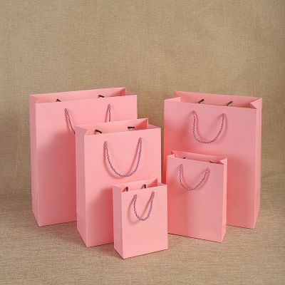 Pink Horizontal Vertical 1 Pcs Kraft Paper Portable Gift Bags Party Wedding Supplies Wrapping Gift Take Out Packing Paper Bags Gift Wrapping  Bags