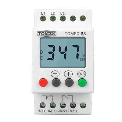 3 Phase Din Rail Adjustable Under Over Voltage Protector Voltage Monitoring Sequence Protection Relay