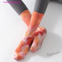 【hot sale】✥■ C04 AmongSpring 1Pair Tie-Dye Long Yoga Socks Breathable Gradient Color Non-slip Yoga Socks new