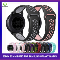 BassPal 22Mm 20Mm สายซิลิโคนนุ่มระบายอากาศสำหรับ Samsung Galaxy Watch 3/4 Active 2 Huawei นาฬิกา GT2สำหรับ Amazfit GTR แฟชั่นกีฬาอุปกรณ์สายรัด