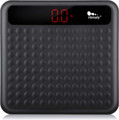 himaly Digital Body Weight Scale Bathroom Scale, Step-On Technology High Precision Measurements Scales with Large Non Slip Silicone Platform and LCD Digital Display, 400lbs/180kg Capacity black