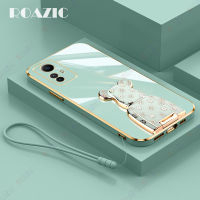 ROAZIC เคสมือจับสำหรับโทรศัพท์มือถือหมีสำหรับ Xiaomi Redmi Note 12S พร้อมสายคล้องเคสไฟฟ้าซิลิโคนนิ่มกรอบด้านหลังกันกระแทก