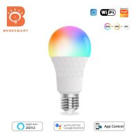 Benexmart Tuya WiFi 9W หลอดไฟ LED อัจฉริยะ E27 โคมไฟหรี่แสงได้ RGBCW สปอตไลท์เพลงจังหวะบรรยากาศแสง Alexa Google Home◯