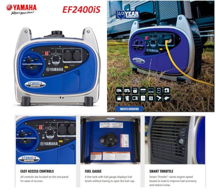 Yamaha EF2400iS (2,400W) Portable Inverter Silent Generator Lazada
