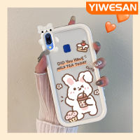 YIWESAN เคสสำหรับ VIVO Y95 Y91 Y91i ลายการ์ตูนกระต่ายชาน้ำนมสีสันสดใสน่ารักเลนส์กล้องถ่ายรูปแบบนิ่มมอนสเตอร์ตัวน้อยซิลิโคนเคสใสกันกระแทกแบบใสเรียบง่ายเคสป้องกัน