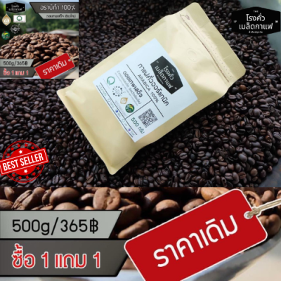 กาแฟคั่ว ออร์แกนิค 100% Arabica ขนาดครึ่งกิโลกรัม 1 แถม 1