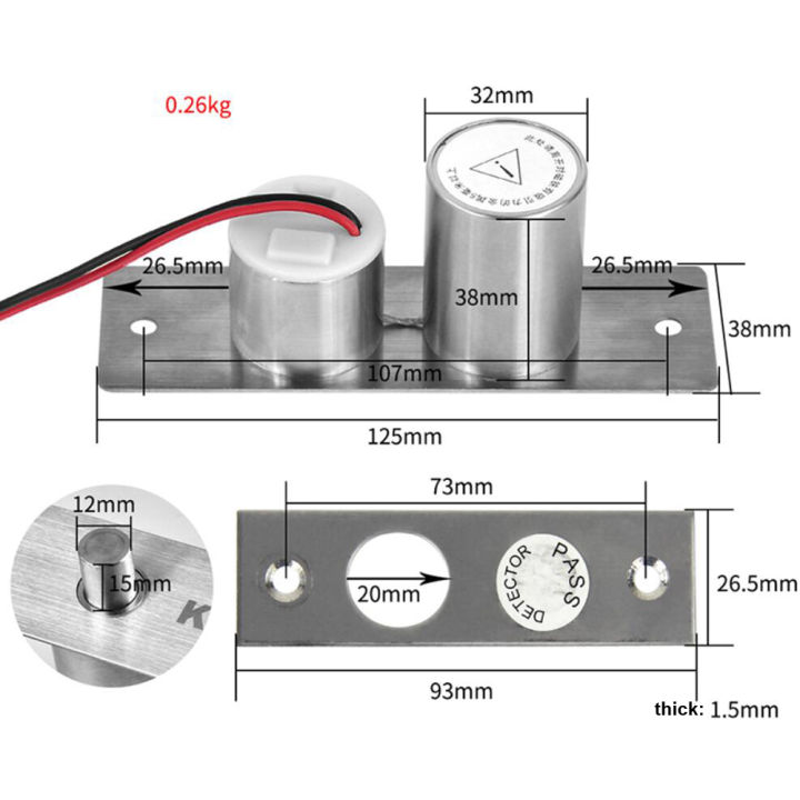 ล็อก-deadbolt-สลักเกลียวแม่เหล็กไฟฟ้าระบบควบคุมการเข้าถึงประตูประตู800กิโลกรัมน้ำหนัก