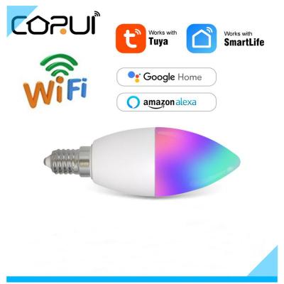 CORUI TUYA สมาร์ทหรี่แสงได้ Magic WiFi E14 RGBCW 100-240V หลอดไฟ LED Smart Life ใช้งานร่วมกับ Alexa Google Home Yandex Alice-dliqnzmdjasfg