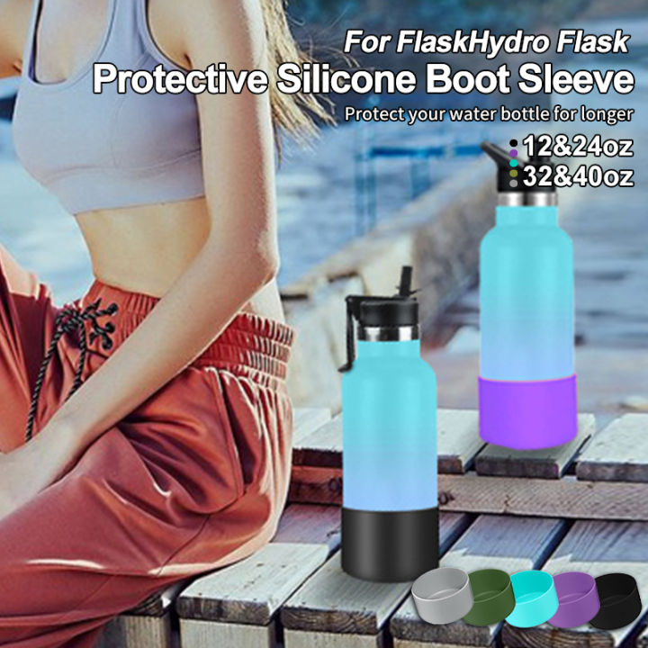 Silicone Boot Anti-slip Bottom Sleeve Cover Sport Water Bottles Flask  Accessories Fit for 12&24oz / 32&40oz Hydro Flask Bottle 