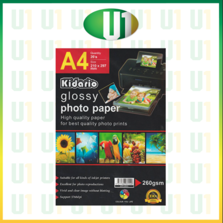 Kidario A4 Glossy Photo Paper 260gsm 20 Sheet | Lazada