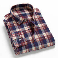 New Mens Plaid Shirt 100 Cotton High Quality Mens Business Casual Long Sleeve Shirt Male Social Dress Shirts Flannel 4XL