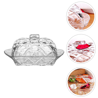 1Pc Lidded Delicate Butter Holder Bread Dessert Keeper Food Plate Transparent