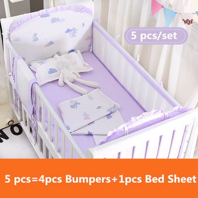 5pcsset Summer Baby Bedding Set Newborn Crib Around Protector Bumper Cushion Infant Cot Bed Fence Set Breathable Baby Sheet