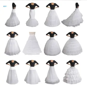 Women Bridal 3 Hoop A-Line Floor-Length Full Slip Petticoat Ball Gown  Two-Layer Elastic Waist Wedding Dress Crinoline Underskirt 