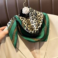 ❏☢  2023 Silk Scarf 70x70cm Luxury BrandDesigner Hair Leopard print Handkerchief Hijab Shawl Women bandanna foulard muffler wrap