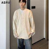 ASRV เสื้อสเวตเตอร์ของผู้ชายทรงหลวมและเฉพาะกลุ่มปลายถักแบบขาดอเนกประสงค์