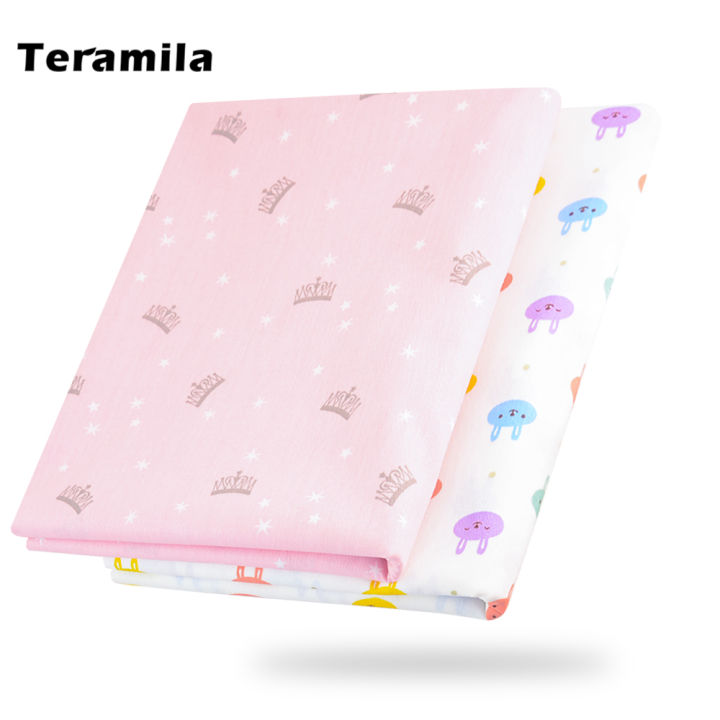 teramila-สีชมพูมงกุฎสไตล์100-สิ่งทอลายทแยงผ้าฝ้ายสำหรับศิลปะหัตถกรรมจักรเย็บผ้าสิ่งทอที่บ้านชุดเครื่องนอนเย็บปะติดปะต่อกันวัสดุโดยเมตร