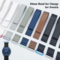 ﹉ 20mm Leather Watch Band for Omega for Swatch Planet Co-branded Replacement Bracelet Sports Strap Men Women Accessories WristBand