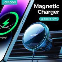 ▨┇ Joyroom ที่วางโทรศัพท์ในรถยนต์แบบแม่เหล็กที่ชาร์จไร้สายสำหรับ iPhone 14 13 12 Pro Max Fast CHARGING Car Charger Holder พร้อมแสงสีฟ้า