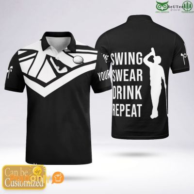 UK Golf Personalized Swing – Swear – Drink – Repeat Polo Shirt jersey
