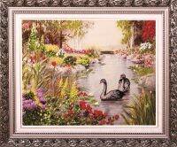 2021New Arrival Unfinished Ribbons Embroidery Flower paintings Sets Handmade Needlework Embroidery Kits ,Swan lake