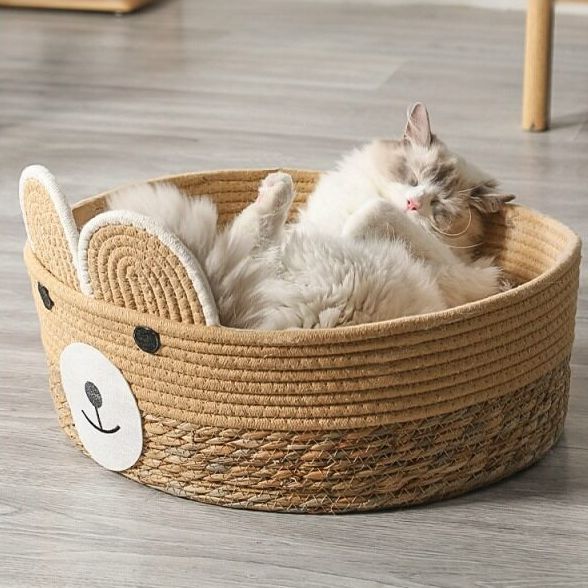 ตะกร้านอนแมว-ที่นอนแมว-บ้านแมว-ตะกร้านอนสัตว์เลี้ยง-ที่นอนหมาแมว-ที่นอนหมาแมวจักรสาน-ที่นอนแมวตะกร้าหวาย-เบาะนอนหมาแมวหวาย