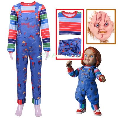 Anime Cosplay Chucky Costume Scary Child Adult Jumpsuits Halloween Horror Clothing For Kids Girls Party Mask Costumes Prop