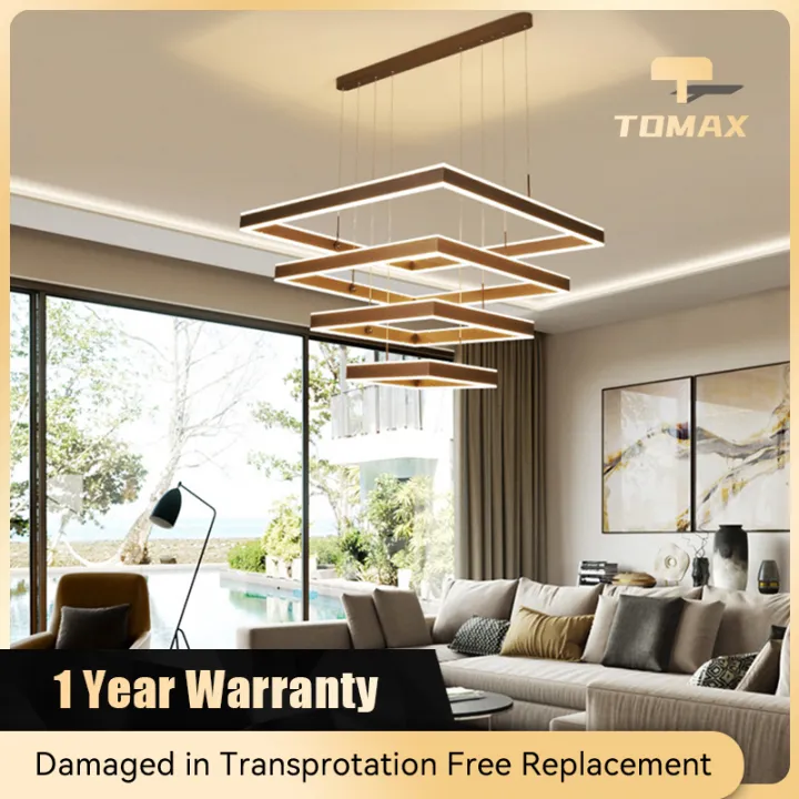 Remote Dimming 3 4 5 Layers Square, Layered Square Modern Led Chandelier Lights