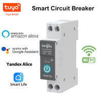 Tuya WIFI สมาร์ทเบรกเกอร์ 1P 10/16/25/32/40/63A DIN Rail Smart Home สวิตช์ควบคุมระยะไกลไร้สาย-Souyine