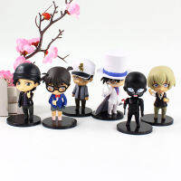 ZHUREBA Heiji Furuya 6ชิ้น/เซ็ต,หุ่นจำลองนักสืบอนิเมะ Edogawa Konan Scultures Kiddo Hattori Figurine หุ่นจำลองนักสืบ Conan ฟิกเกอร์ของเล่นตุ๊กตาประดับ