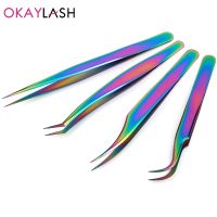 OKAYLASH Straight Curved Nails Tools Eyelash Extension Precison Tweezers Stainless Lash Pliers Nippers Pointed Clip Makeup Set