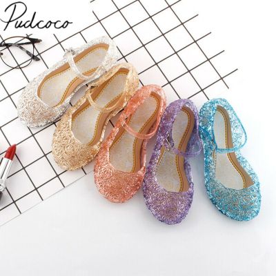 2019 Kids Sandals Clogs Fashion Childrens Girls Cosplay Dress Up Party Sandals Crystal Princess Hollow Out Candy Color Shoes