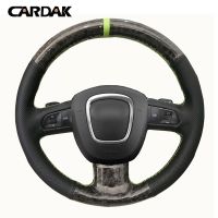 CARDAK Forged Carbon Black Leather Car Steering Wheel Covers For Audi A3(8p) A4 A5 A8 RS Q7 S4 S5 S6 S8 2006 2007 2008 2009 2010