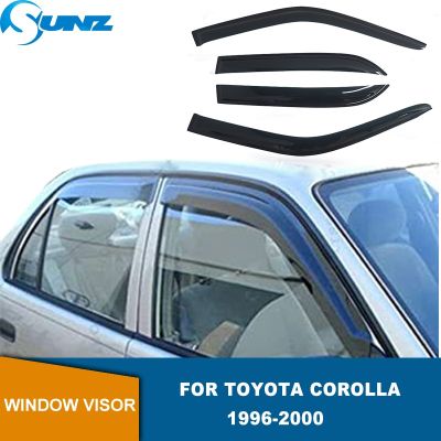 แผงกันลมติดกระจกรถยนต์สำหรับ Toyota Corolla 1996 1997 1998 1999 2000คิ้วกันสาดกระจกรถยนต์ที่ระบายอากาศป้องกันกระจกที่กันสภาพอากาศที่เบนทางด้านสภาพอากาศ