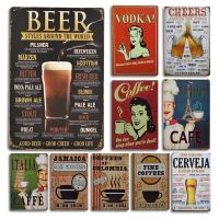 Vodka Beer Poster Metal Sign Wall Decor Vintage Coffee Shop Open Tin Poster Signs For Coffee Bar Restaurant Decoration Wall Plat